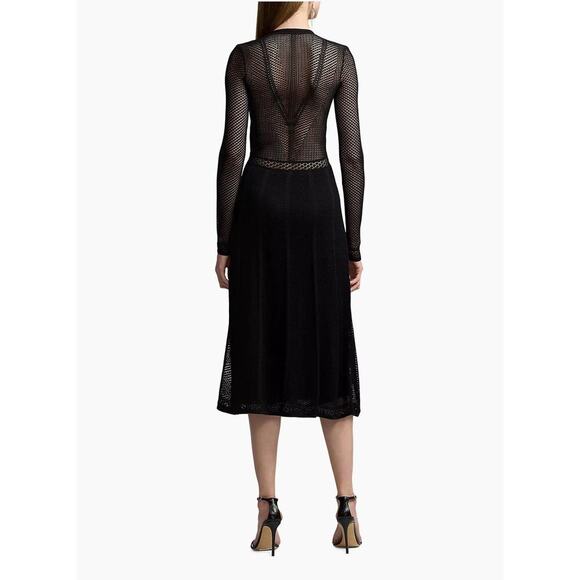Ralph Lauren Collection Purple Label Pointelle Midi Dress Black Long Sleeve Midi - Picture 3 of 10